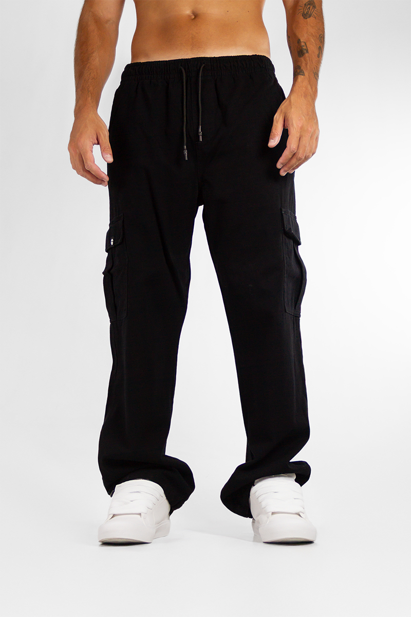 Pantalon Hombre Ocn Cargo Comb Negro
