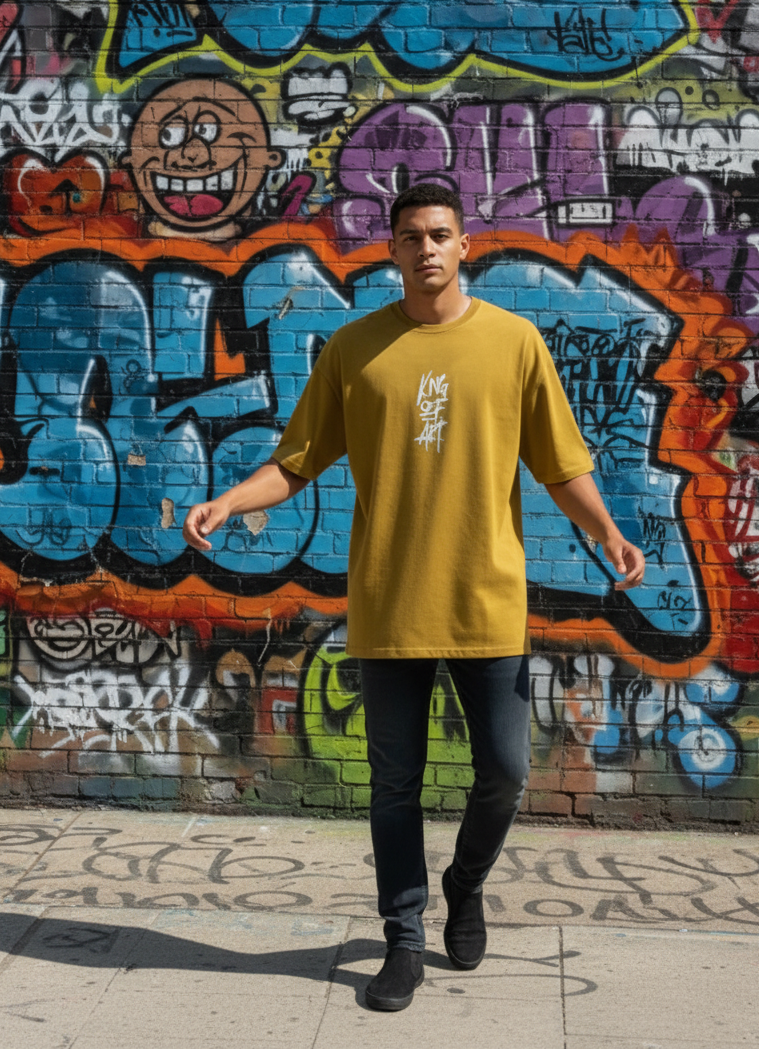 Remera King Of Art Creacked Wash Amarillo