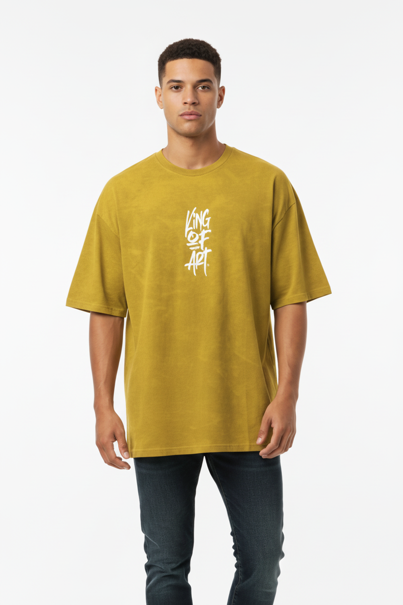 Remera King Of Art Creacked Wash Amarillo