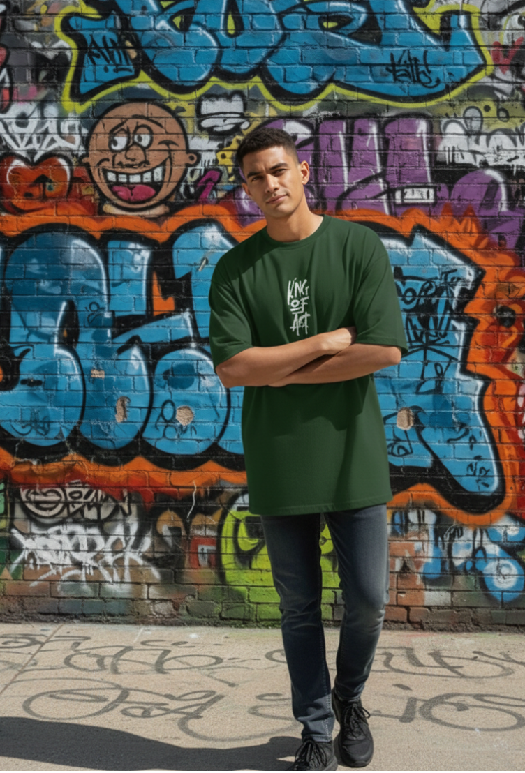 Remera King Of  Art Cracked Wash Verde