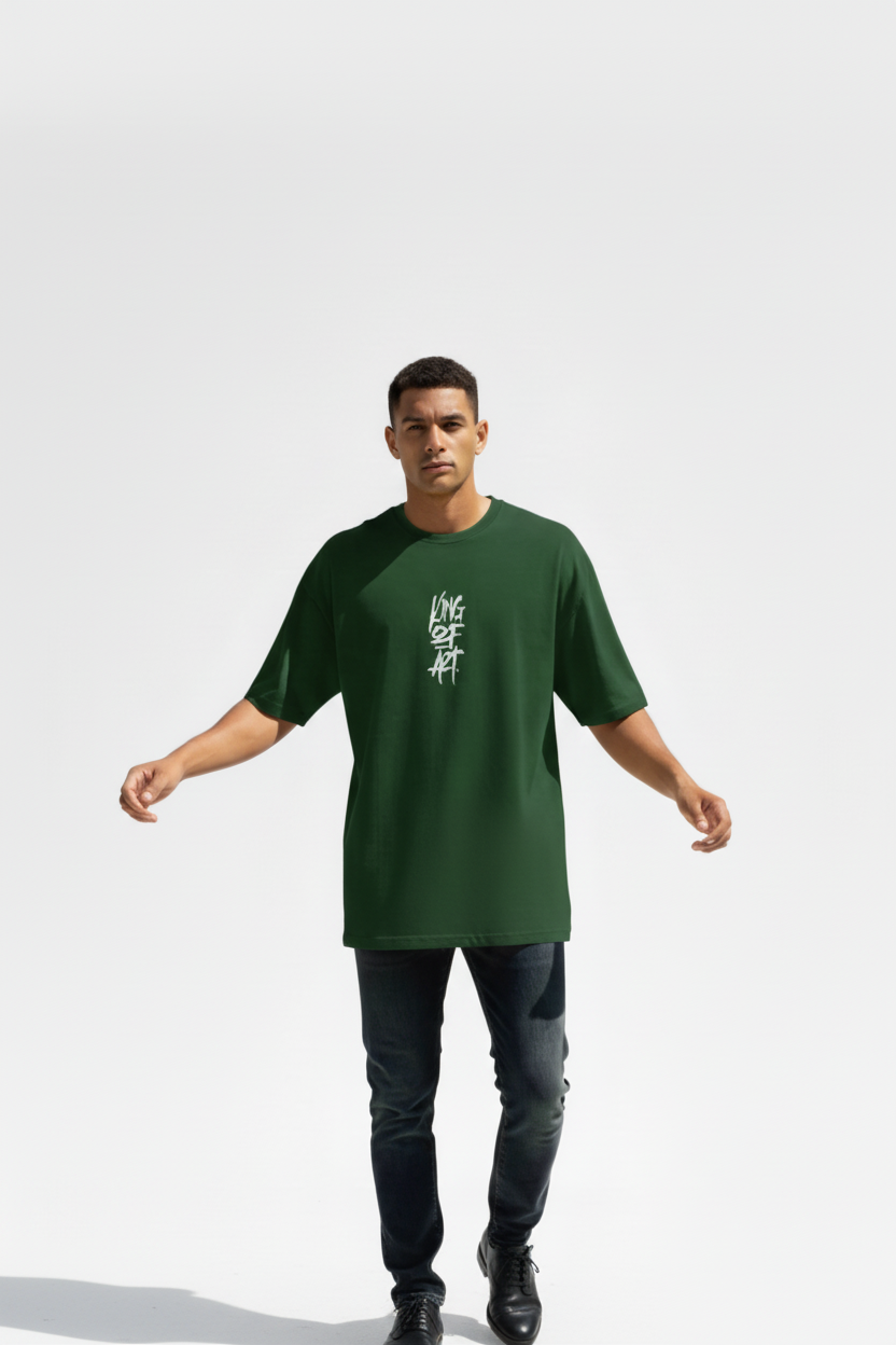 Remera King Of  Art Cracked Wash Verde