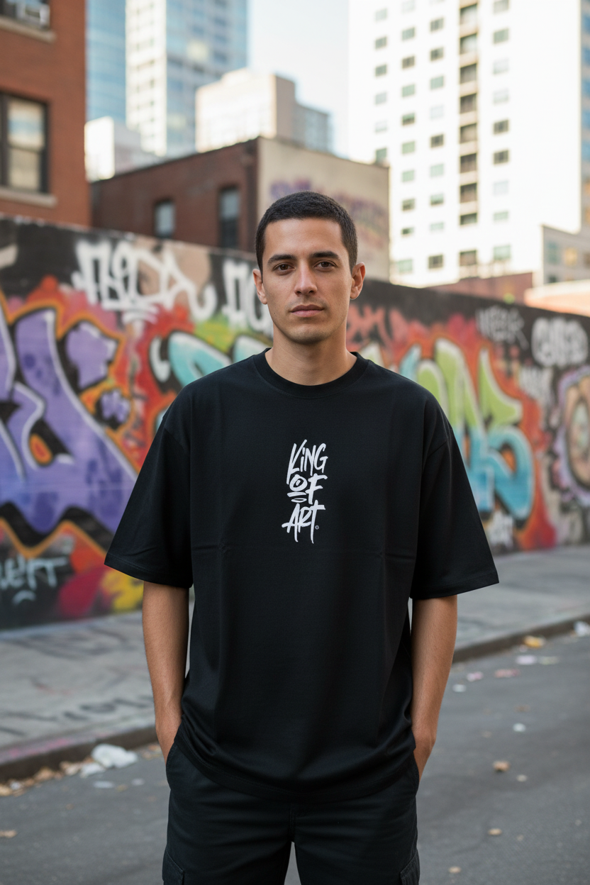 Remera King Of Art Creacked Wash Negro