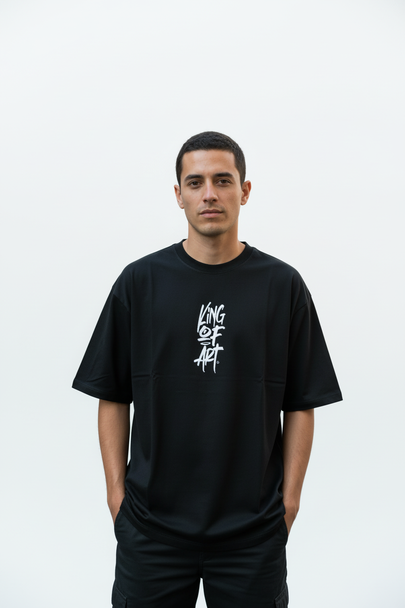 Remera King Of Art Creacked Wash Negro