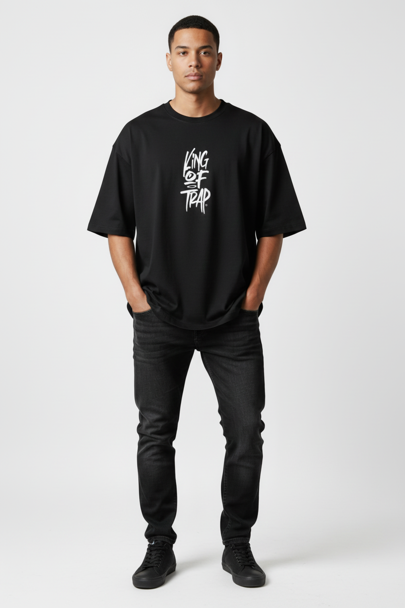 Remera King Of Art Creacked Wash Negro