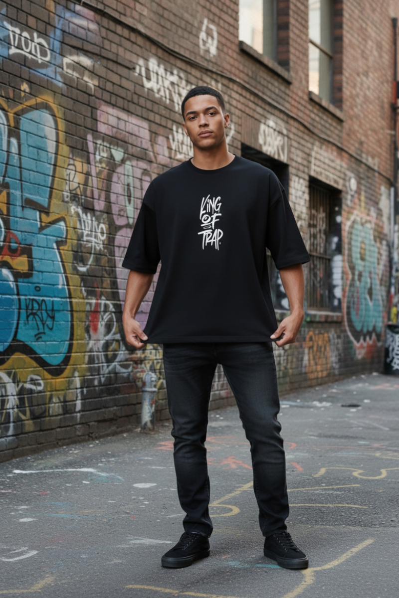 Remera King Of Art Creacked Wash Negro