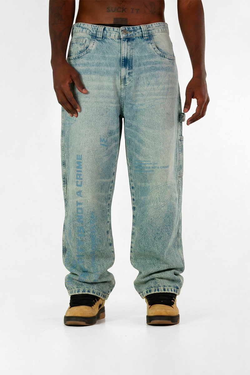 Jean King Of Art Baggy Lasser Blue