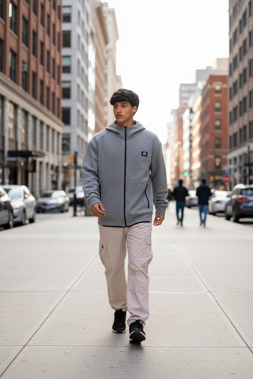 Campera Ocn  Zipper Gris