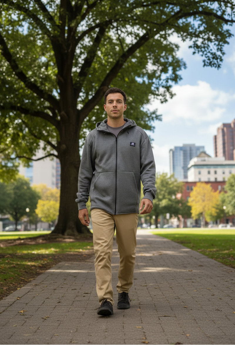 Campera Ocn  Zipper Gris