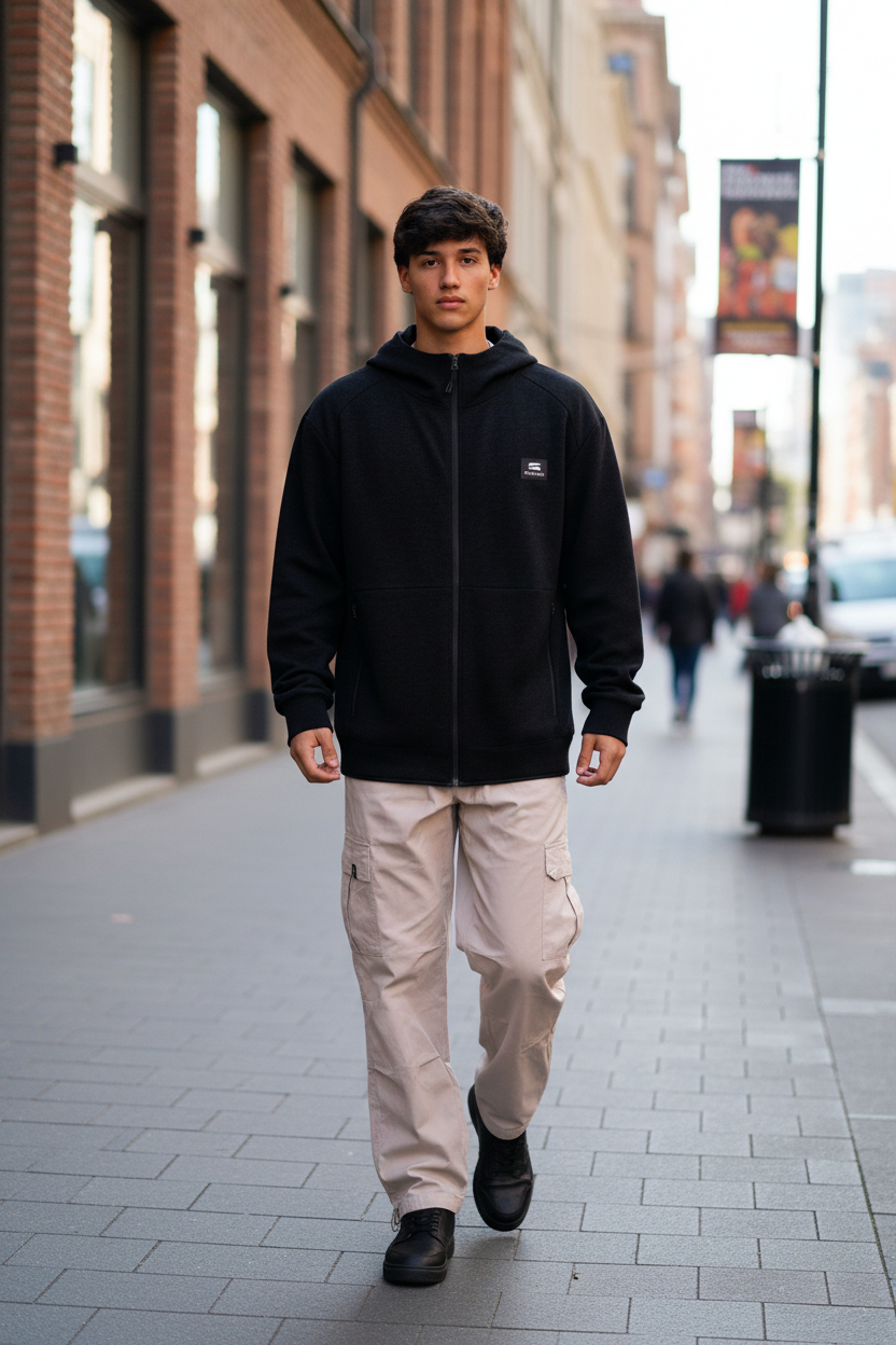 Campera Ocn Zipper Negro