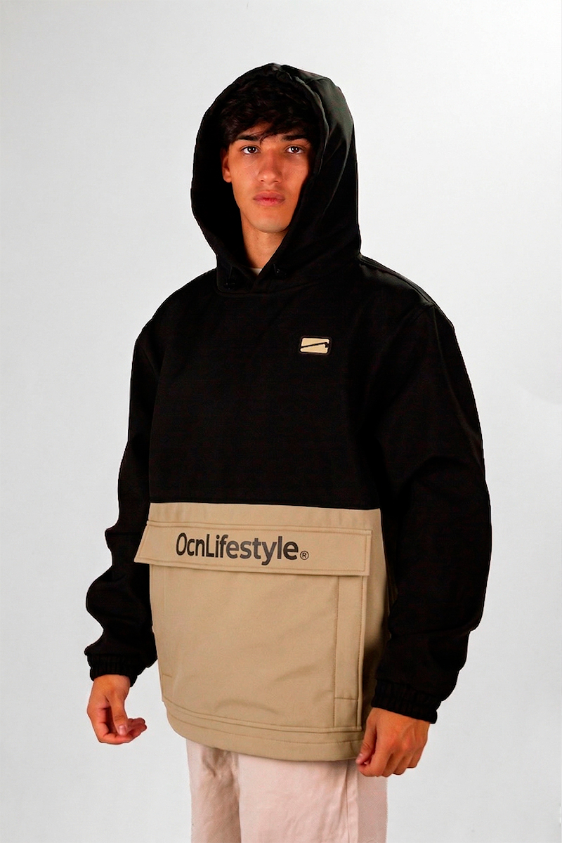 Anorak Ocn Castor Negro Camel