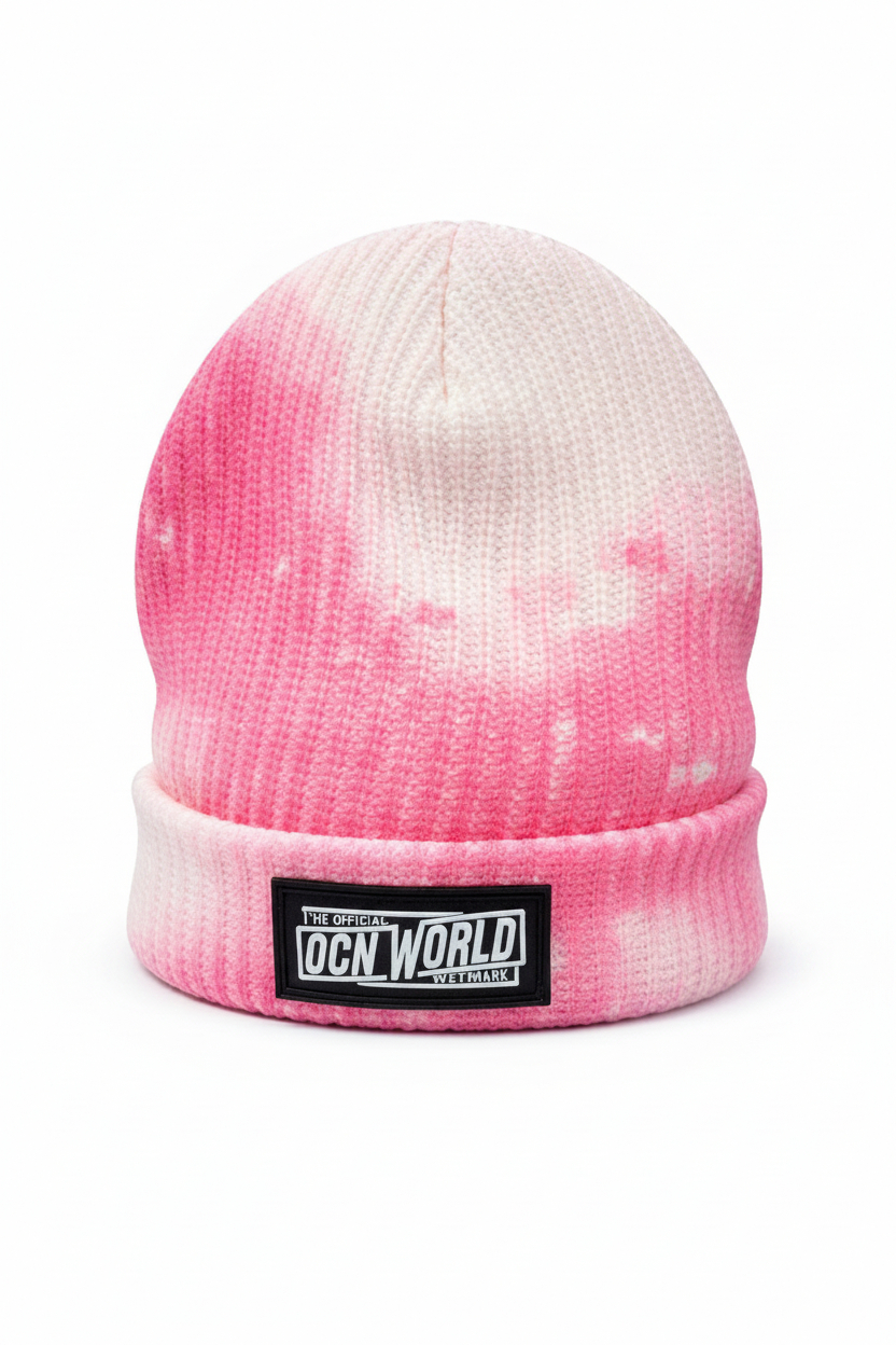 Gorro De Lana Ocn  Stain Fucsia/Blanco