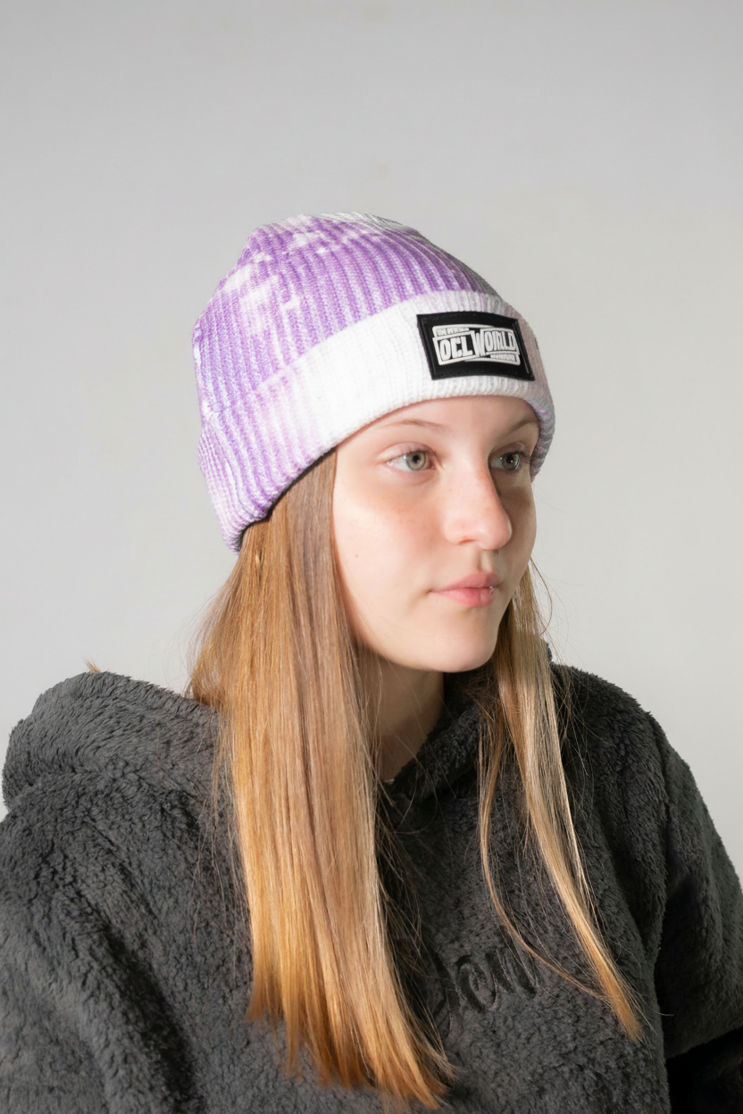 Gorro De Lana Ocn Stain Violeta Blanco