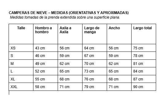 Campera De Nieve Ocn H Snow Importado Negro Beige PREVENTA