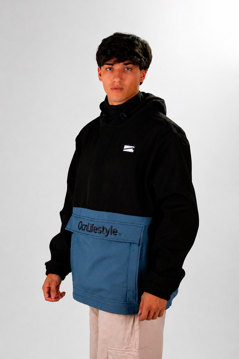 Anorak Ocn Castor Negro Gris Azulado Importado