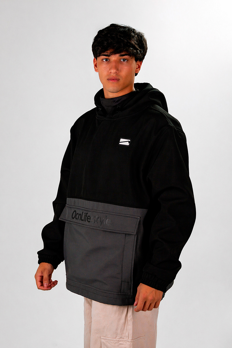 Anorak Ocn Castor Negro Gris Azulado PREVENTA