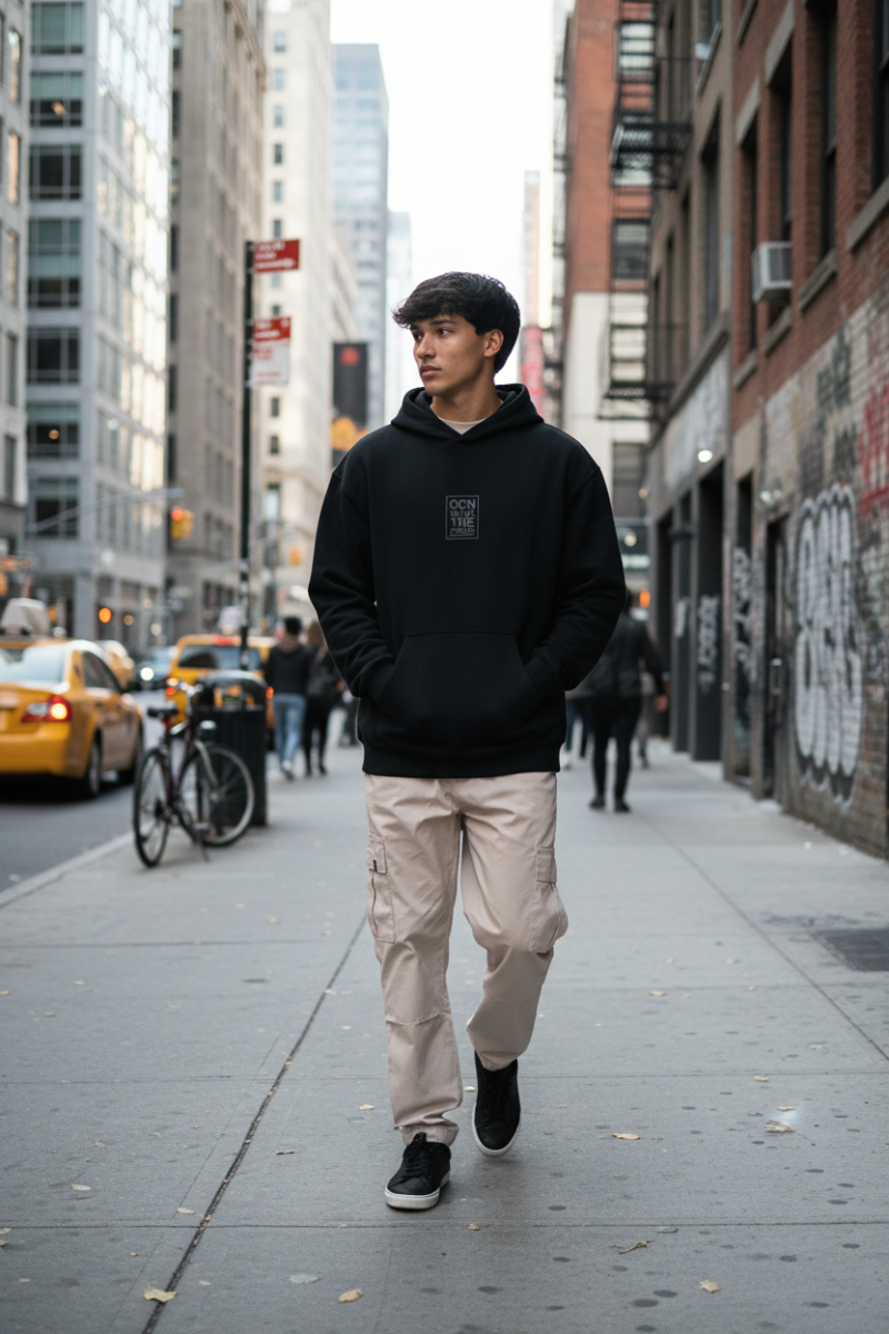 Buzo Ocn Canguro Bars Negro