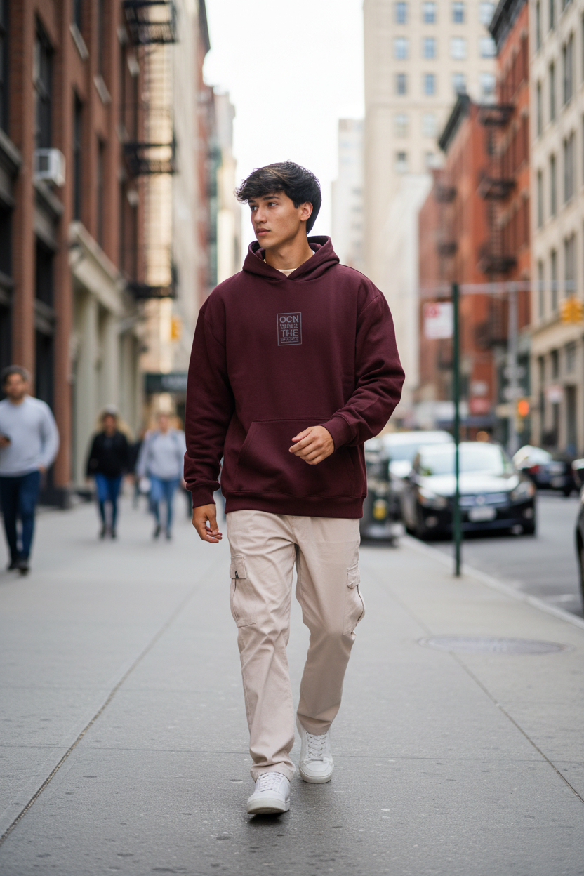 Buzo Ocn Canguro Bars Bordo