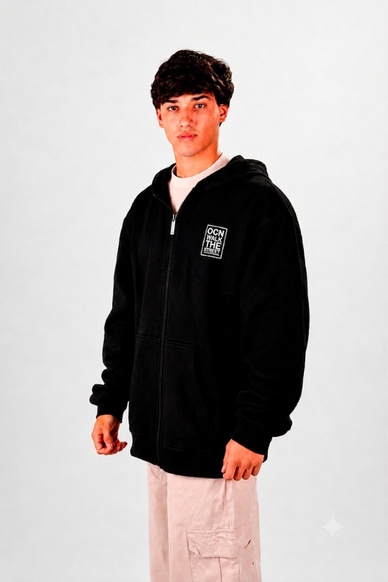 Campera Ocn Bars Negro