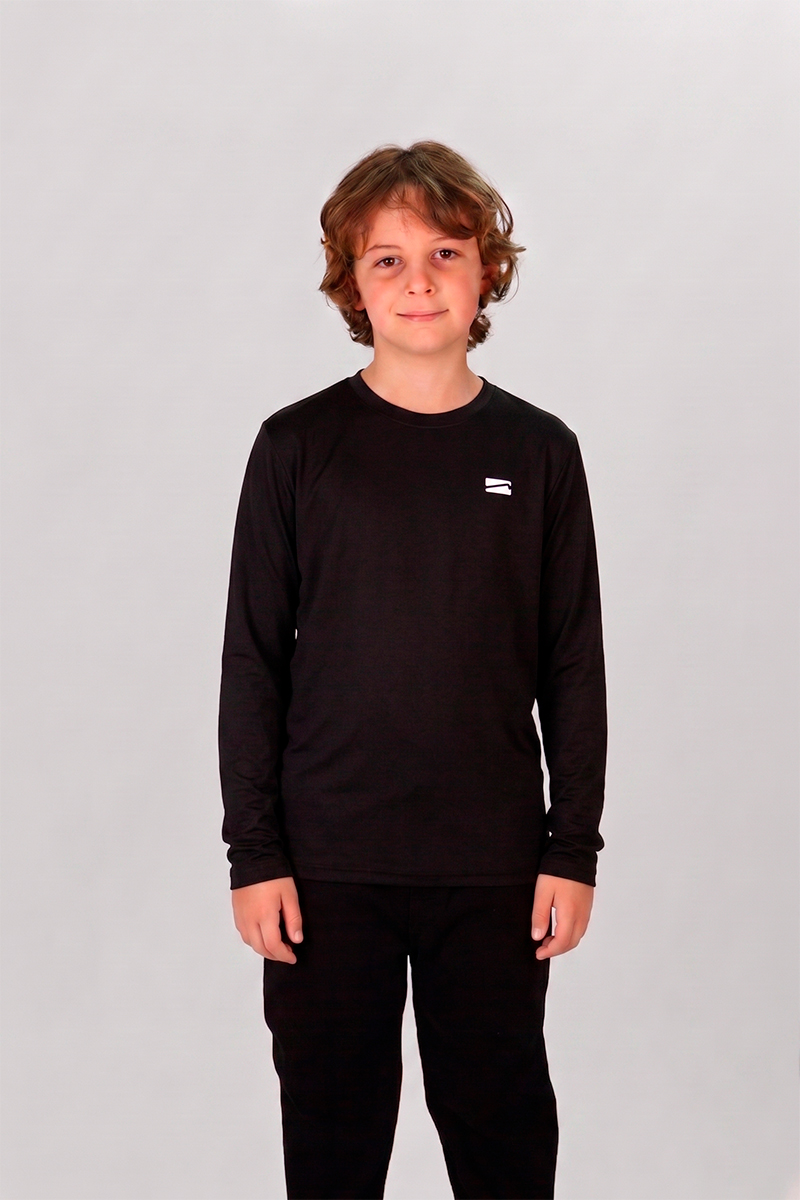 Remera Manga Larga Ocn Termica Teen Negro Importado