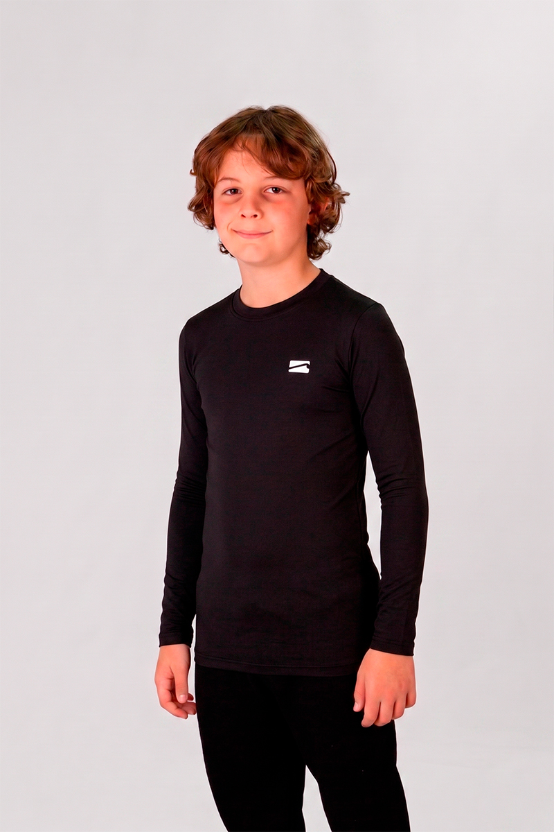 Remera Manga Larga Ocn Termica Teen Negro Importado