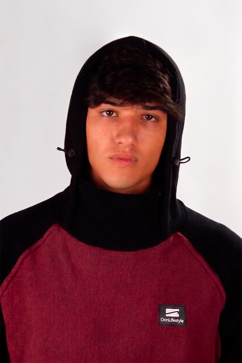 Buzo Ocn Hombre Polar Comb Bordo/Negro