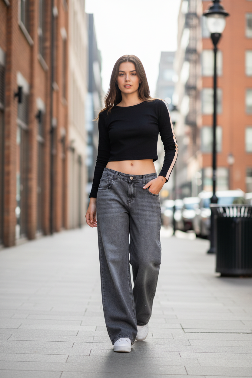 Jean Ocn WIde Leg Malena Negro