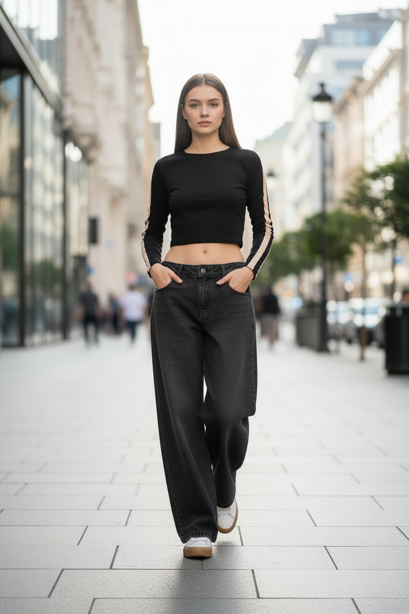 Jean Ocn WIde Leg Malena Negro