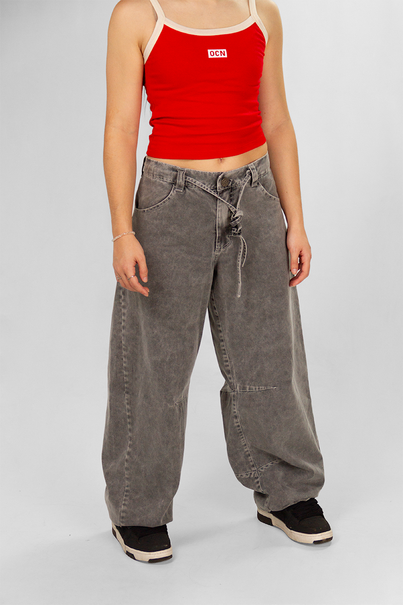 Pantalon Ocn Barrel Wash Gris