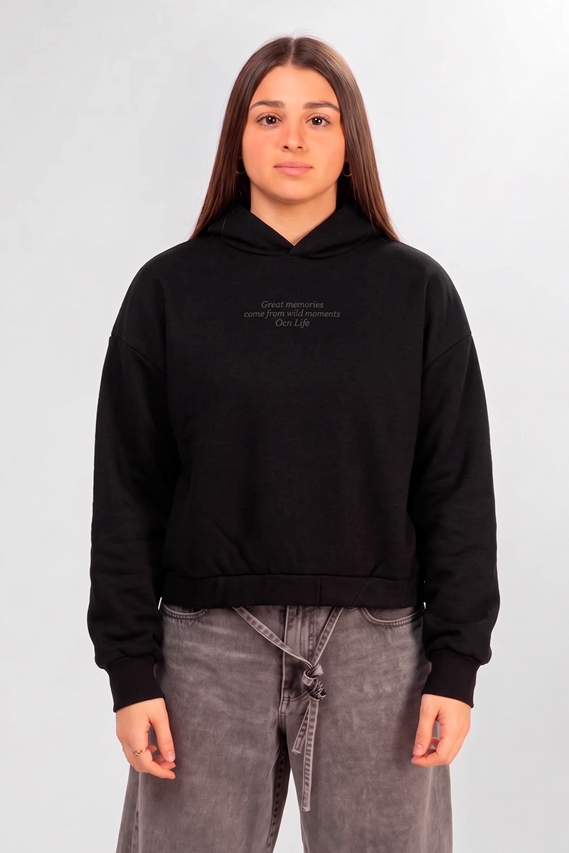 Buzo Ocn Canguro Strech Negro