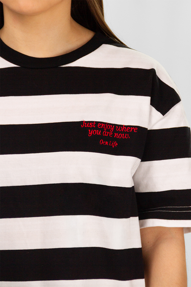 Remera Ocn Striped Negro/Blanco