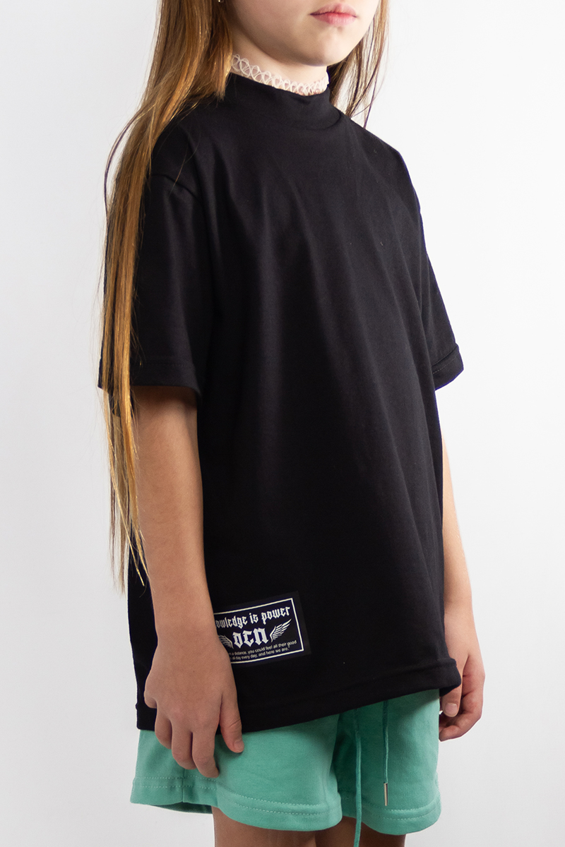 Remera Kids Goth Print Oversize Negro (Q5)