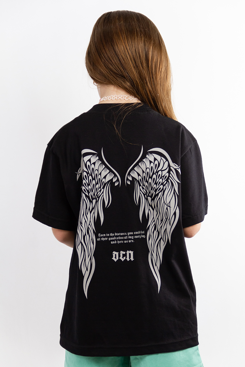 Remera Kids Goth Print Oversize Negro (Q5)