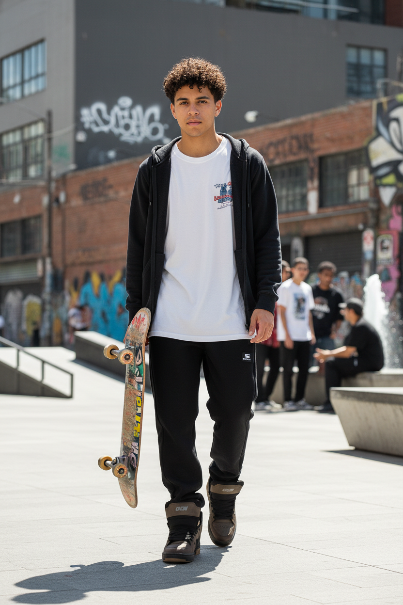 Jogging Ocn Zipper Negro