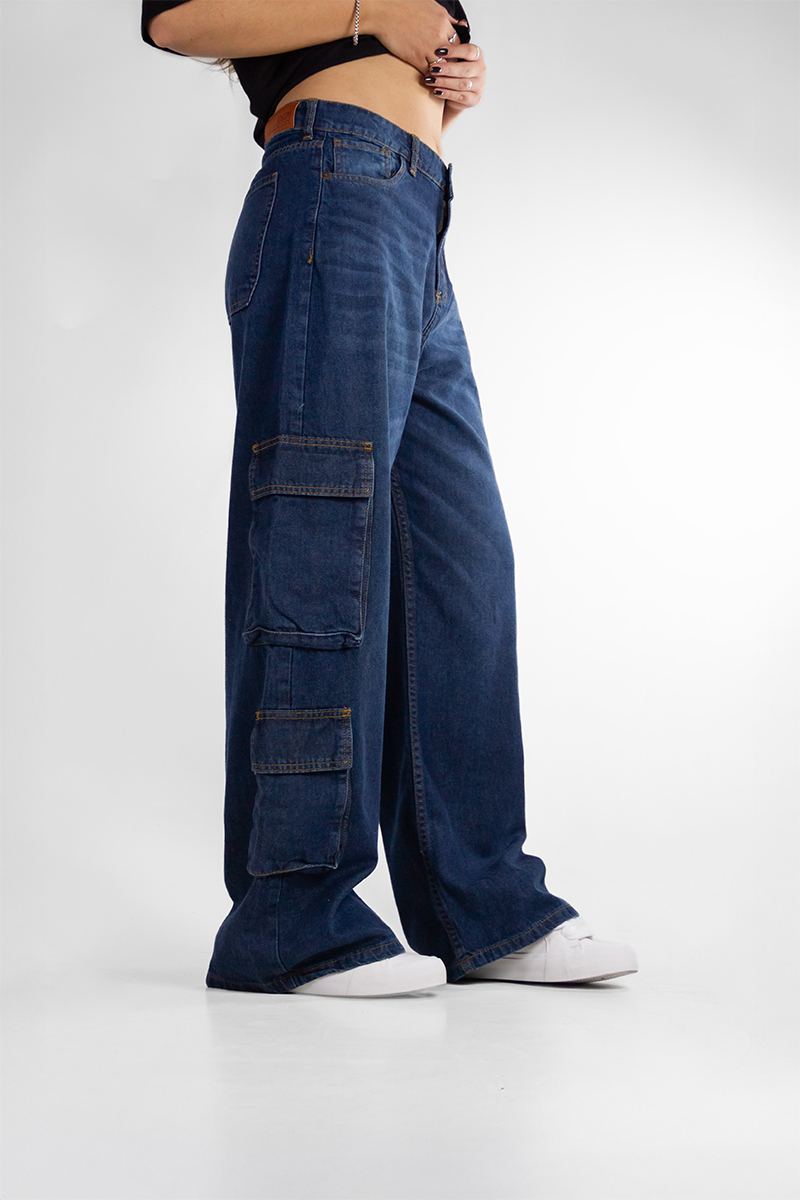 Pantalon Ocn Mujer Cargo Azul