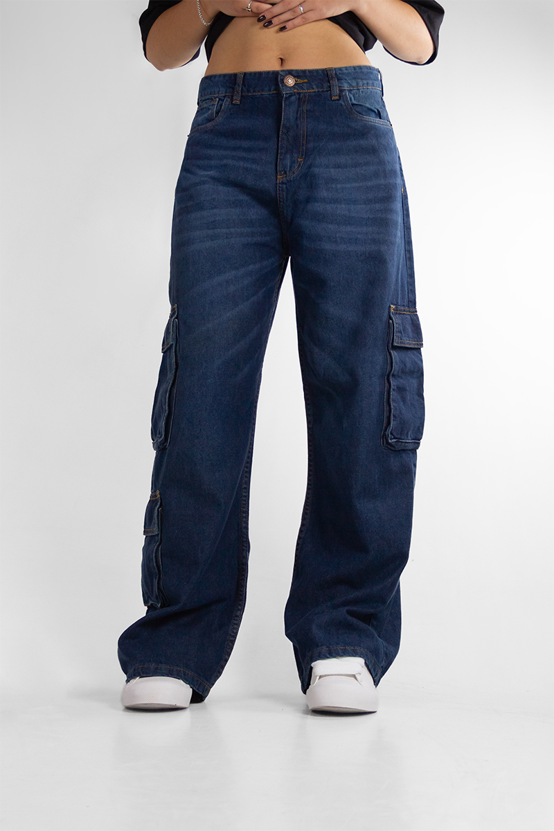 Pantalon Ocn Mujer Cargo Azul