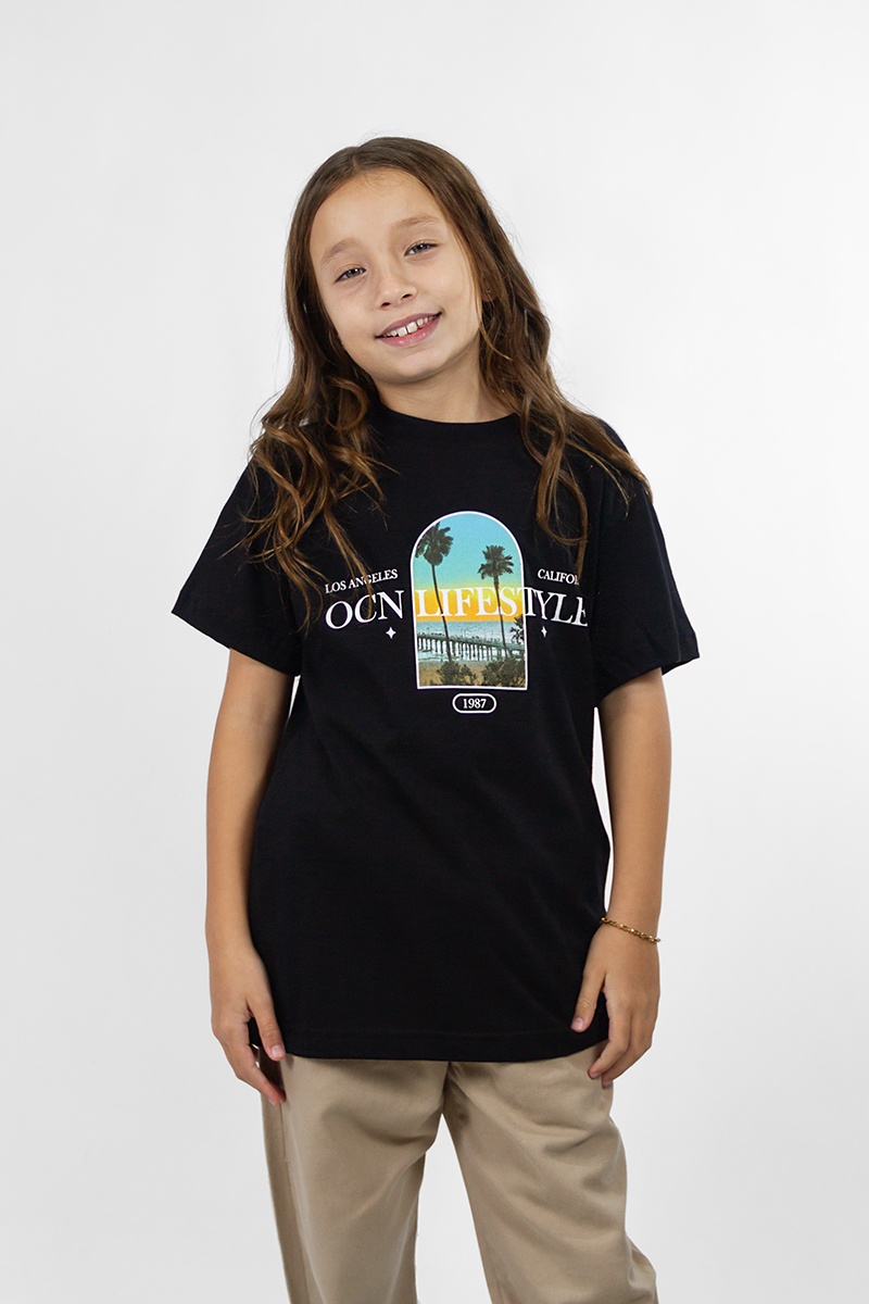 Remera Ocn Negro Kids Premium 601Y9
