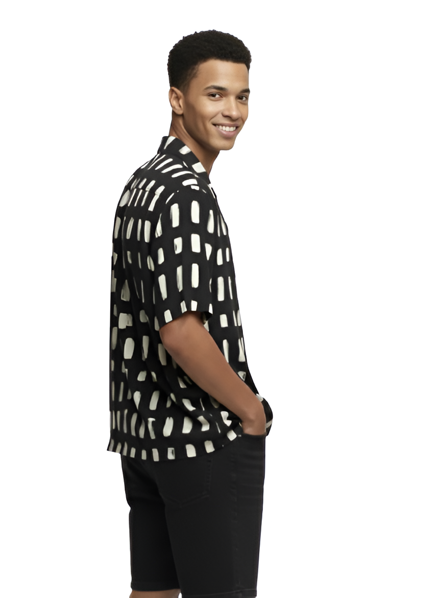 Camisa Hombre Ocn Lennox  Negro/Blanco