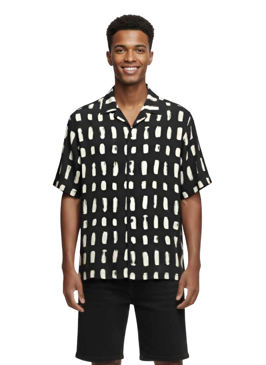 Camisa Hombre Ocn Lennox  Negro/Blanco
