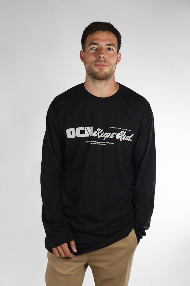 Remera Ocn Manga Larga Hombre Original Negro 601H9