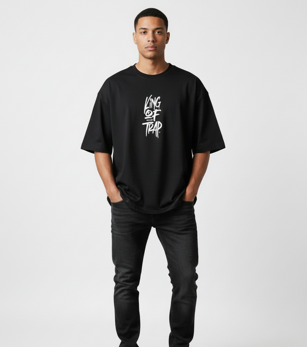 Remera King Of Art Creacked Wash Negro