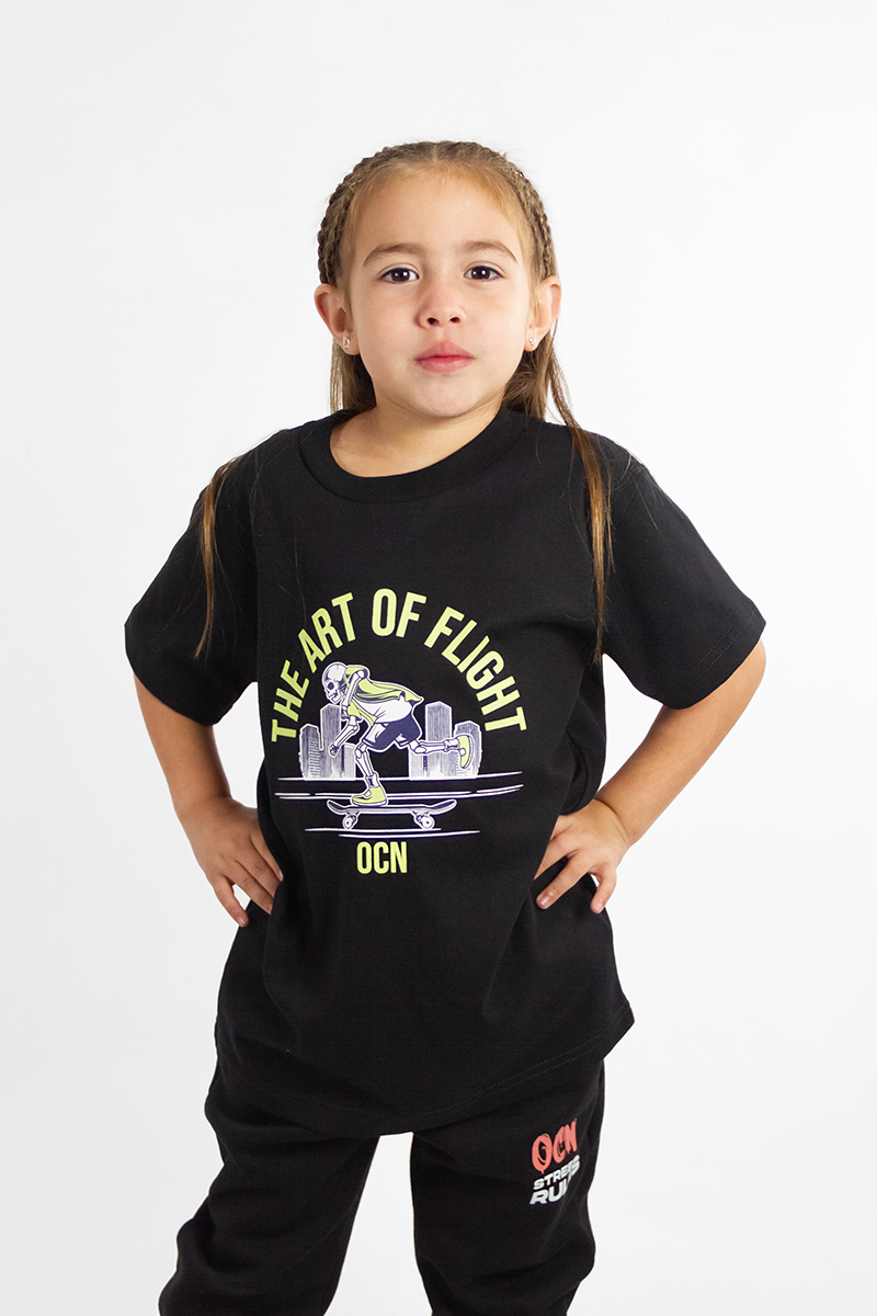 Remera Ocn Negro Kids Original 601M8