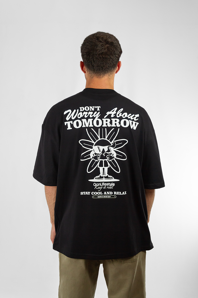 Remera Hombre Harvey Oversize Negro 701L7