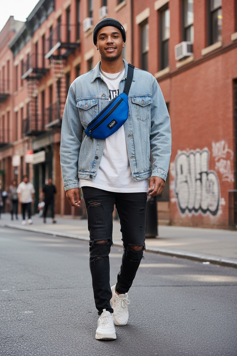 Riñonera Ocn Check Azul