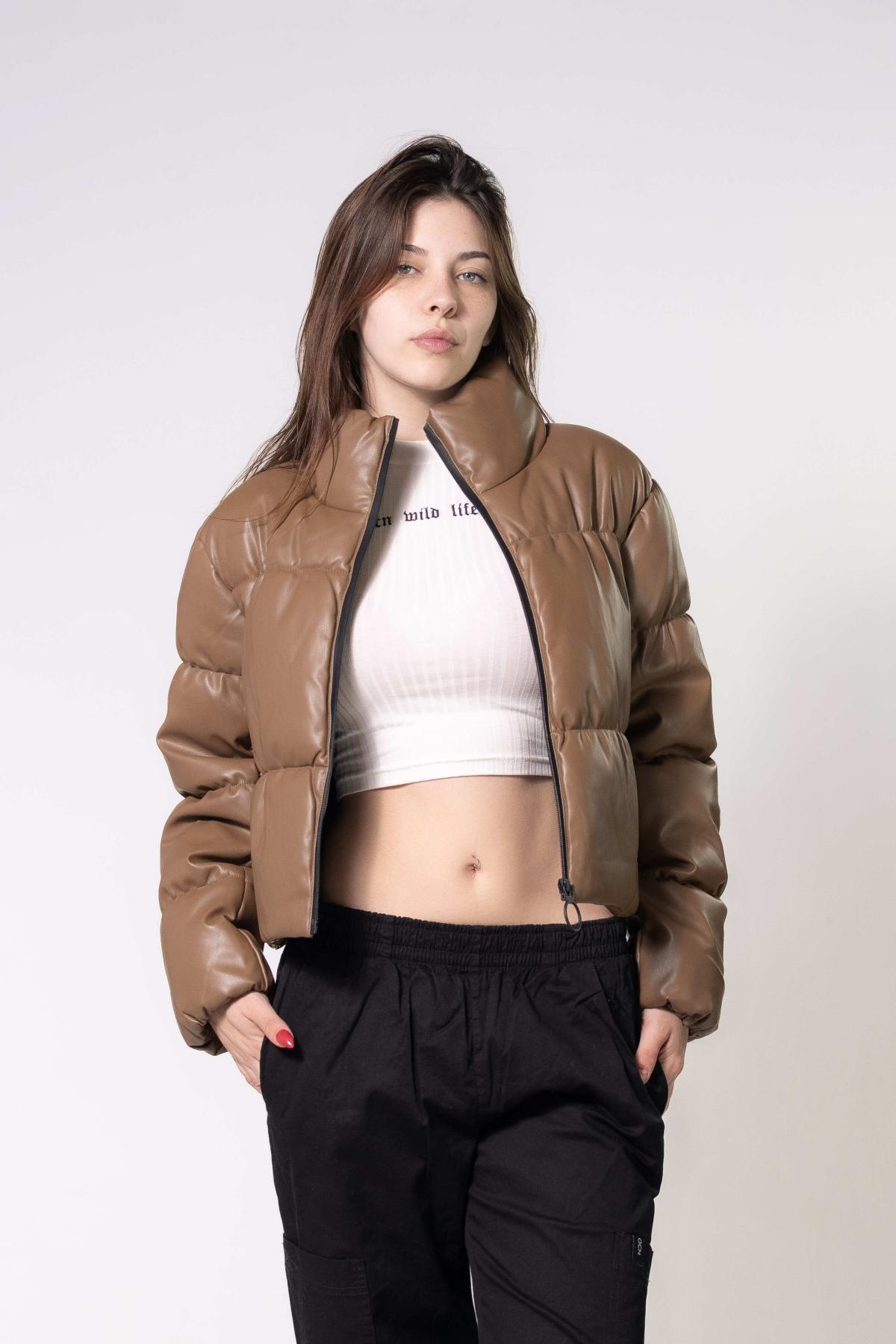 Campera Ocn Mujer Glow Pu Marron