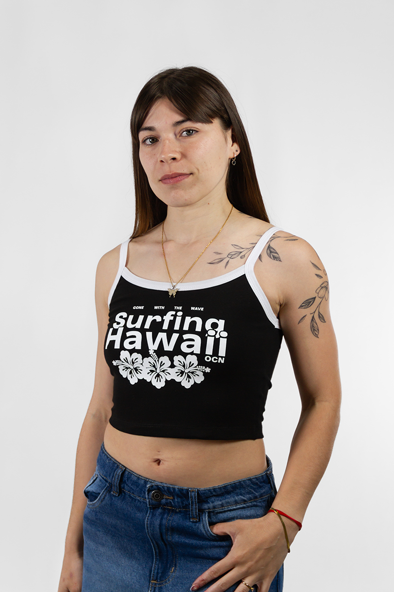 Musculosa/Top Ocn Mujer Terra Comb Crop Negro 701V4