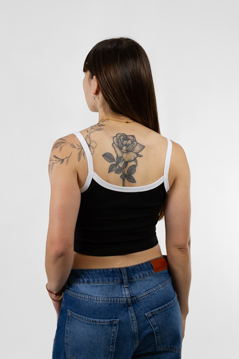 Musculosa/Top Ocn Mujer Terra Comb Crop Negro 701V4