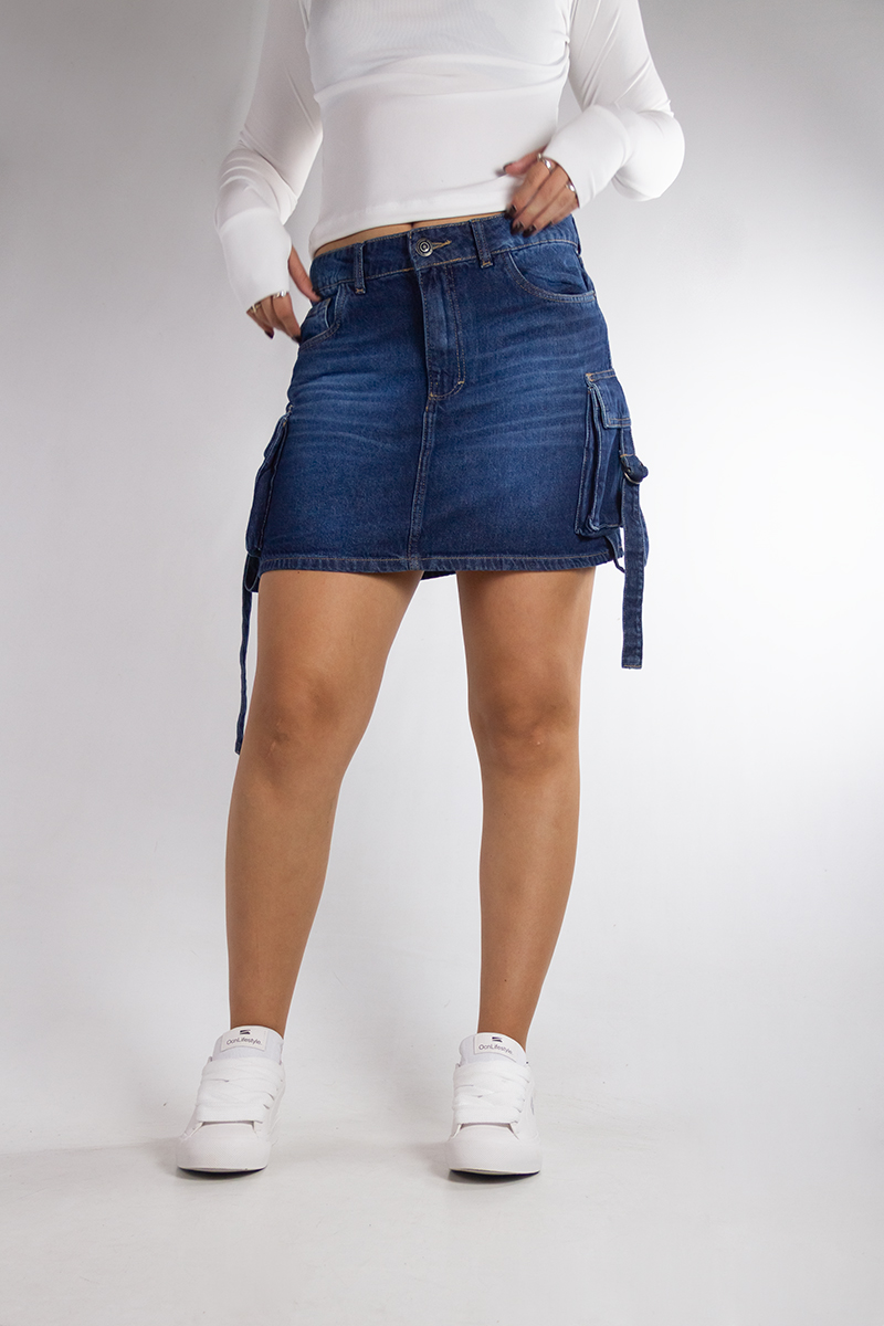 Pollera Ocn Je Mujer Cargo Azul
