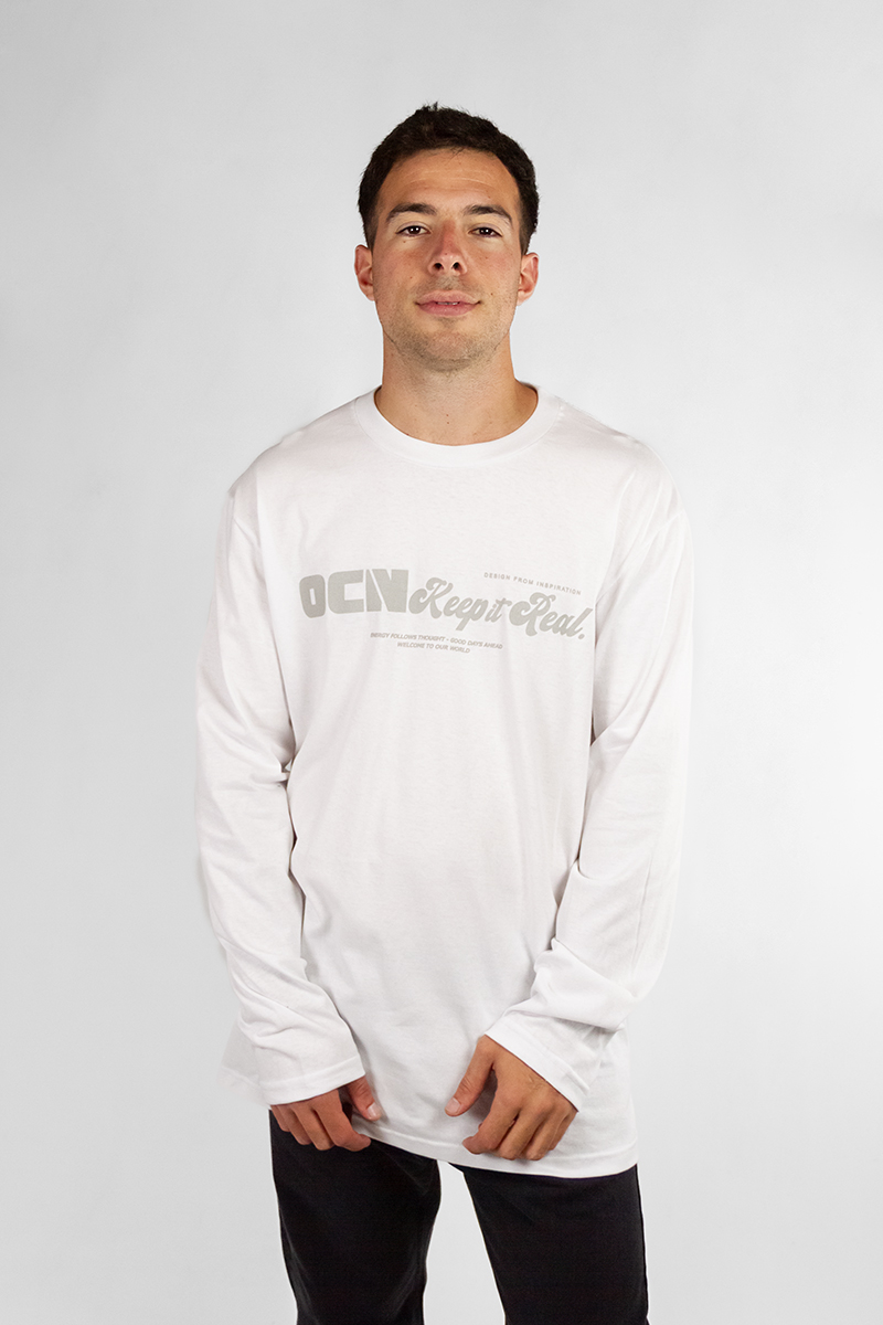 Remera Ocn Manga Larga Hombre Original Blanca 602H9