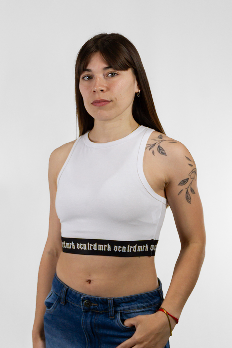 Top Ocn Mujer Logo Tape 702 Blanco