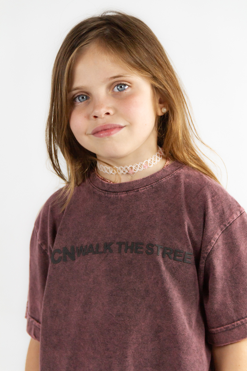 Remera Ocn Kids Cracked Wash Bordo (V0)